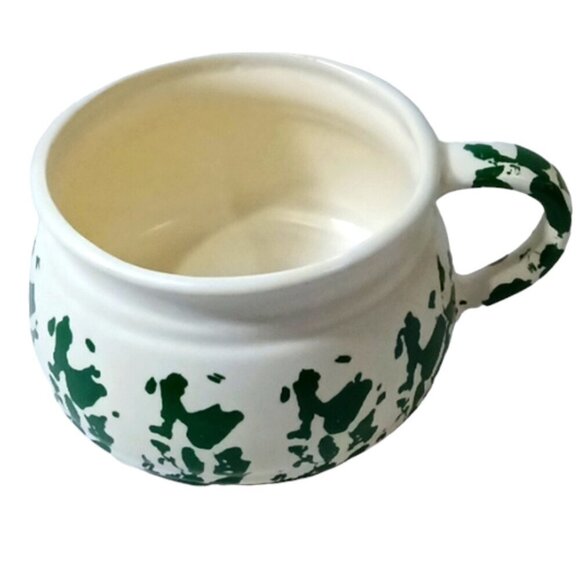 Set of 3 Green & White Country Kitchen Soup Mugs/Bowls, Unbranded, Spongeware?? - Picture 4 of 6